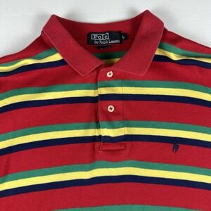 Vintage Polo Ralph Lauren Colorful Polo Shirt Large USA Yellow Green Red Rugby